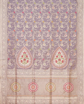 Grey katan banarasi silk saree